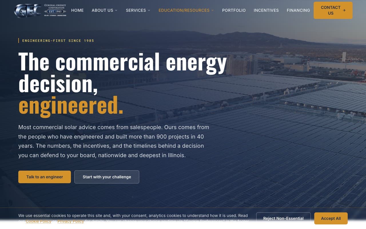 General Energy Corporation website, live